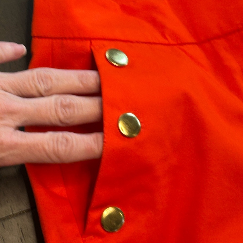 Anne Taylor Loft red wide-leg sailor ankle pants gold button detail NWT 00 PET - Picture 5 of 11